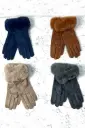 Faux-Fur Cuff Suede Winter Gloves