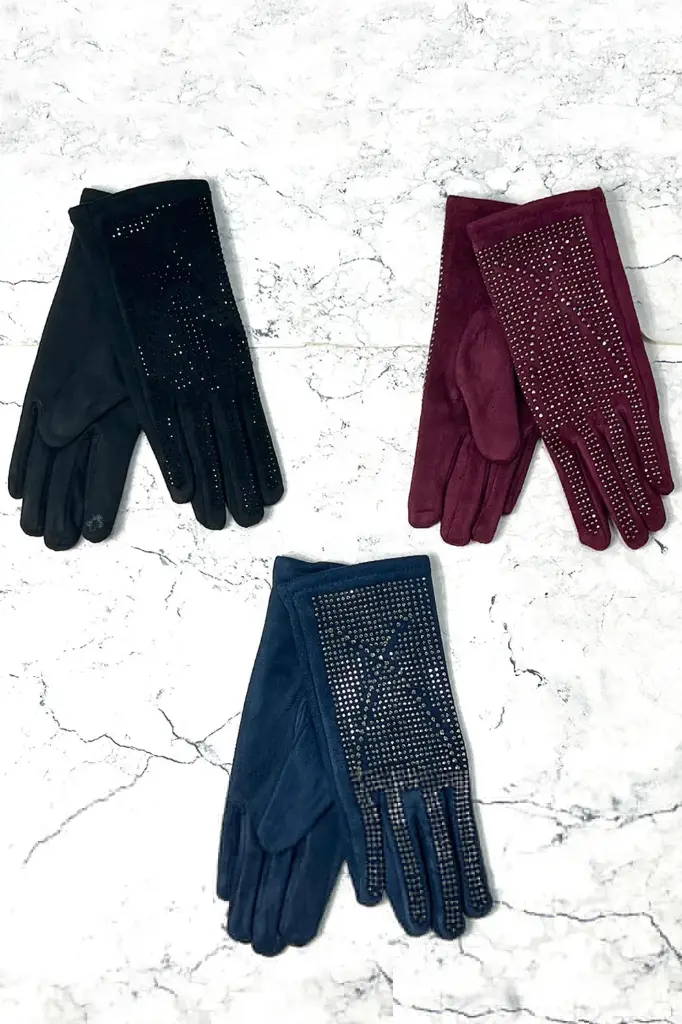 Studded Suede Winter Gloves