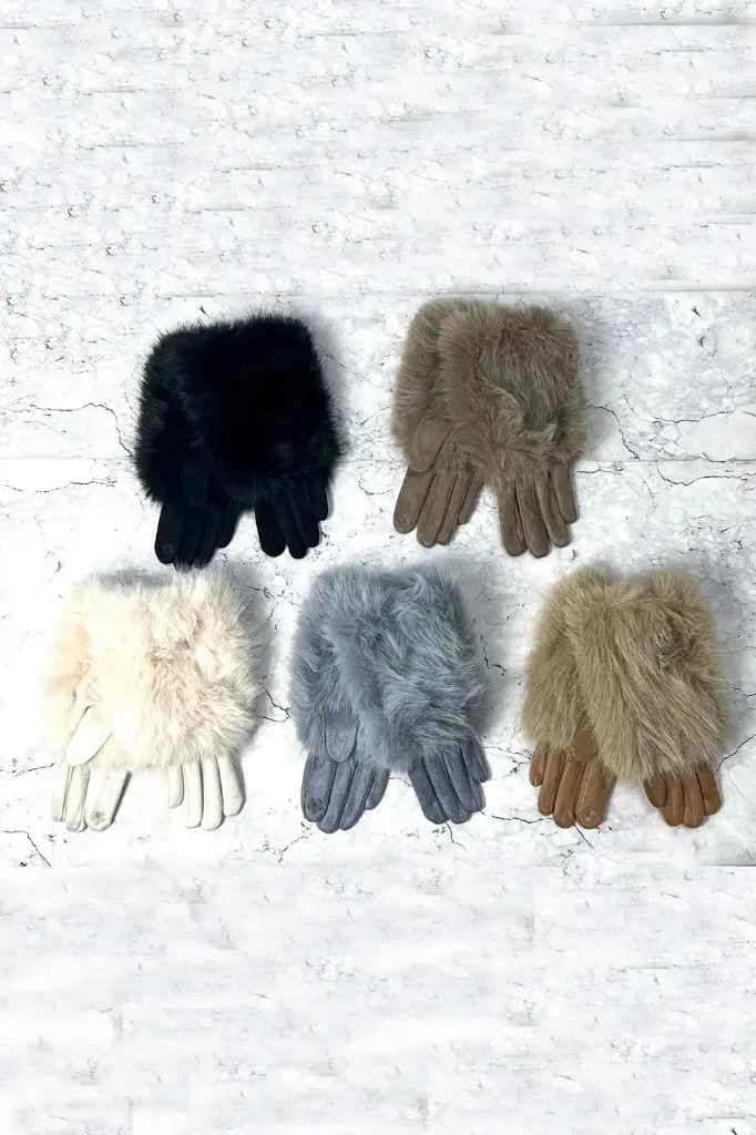 Faux fur trim gloves