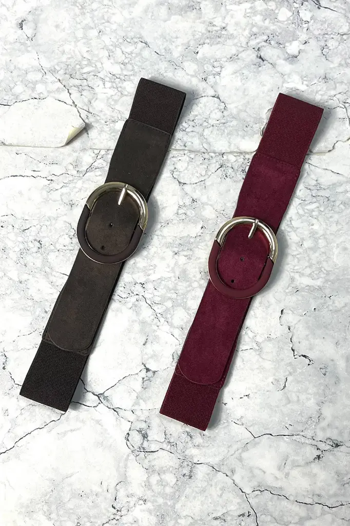 Suede Buckle Stretch Belt