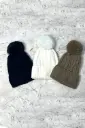 Cable-Knit Pom-Pom Winter Beanie cap