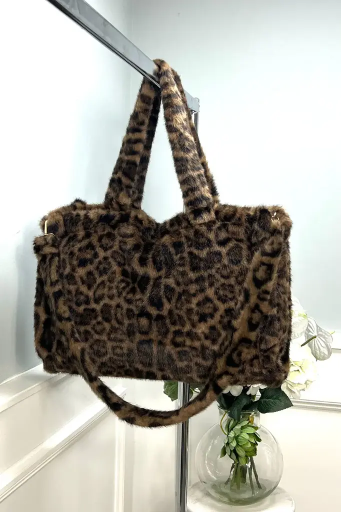 Leopard Faux-Fur Tote Bag 