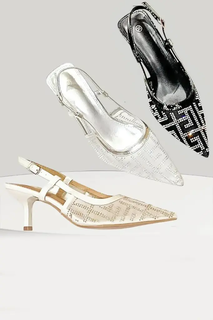 Laser-Cut Slingback Pointed Heels 88119