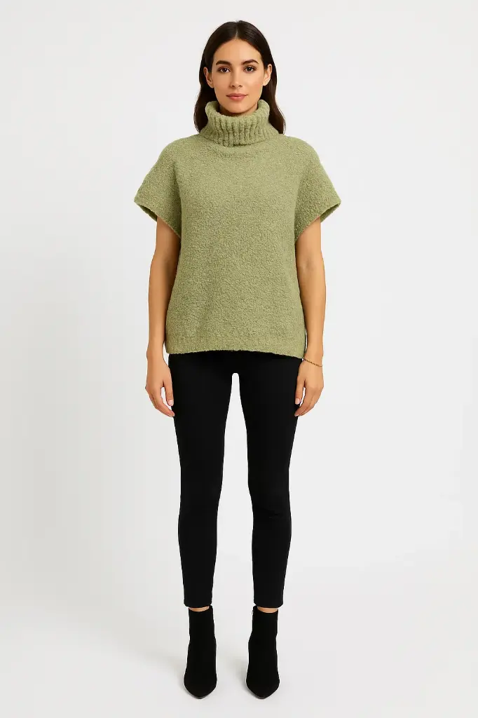 Soft boucle knit Jumper with a relaxed cut and rolled turtleneck - 9612