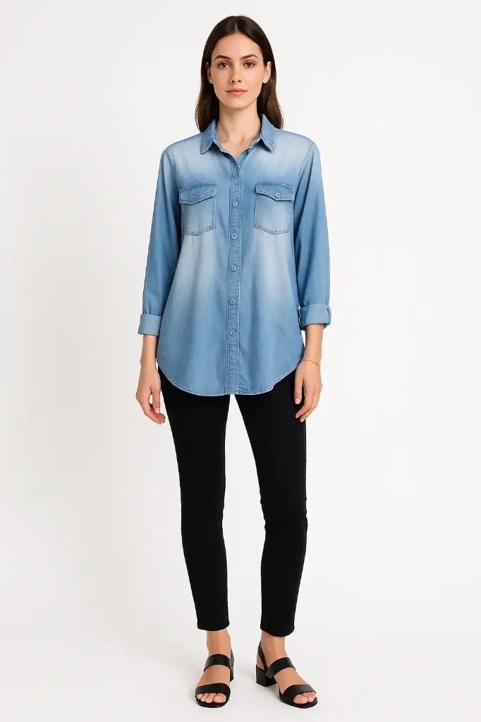 Collared, Button Through, Denim Shirt -20166GADENIM