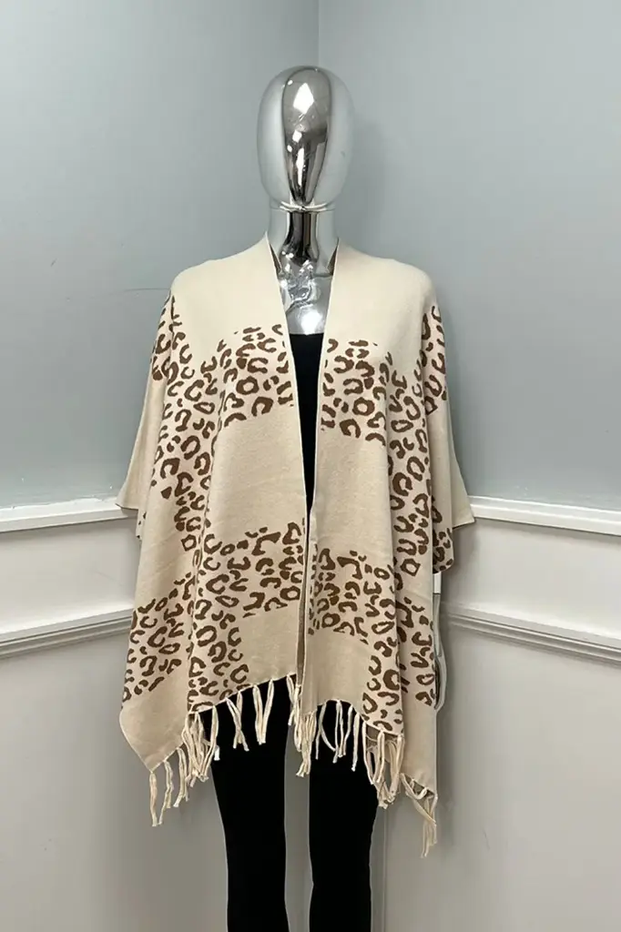 Tessel Hem & Button Detailed, Viscose, Nylon & Modal Knitted Poncho -2230