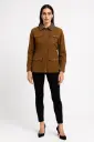 PU Collared, Zip Through, Tie Front Detailed, Four Pocket Suede Jacket - LM8236