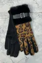 Leopard Panel Faux-Fur Cuff Gloves 1824