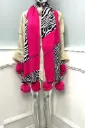 Scarf -Bold Zebra Patchwork, Pom-Pom 