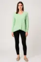 V-Neck, Cable Knit Detailed, 100% Cotton Top - 3388