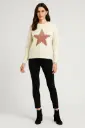 Round Neck, Pearl & Sequin Star ⭐ Detailed, Lana Wool & Polymide Knitted Jumper - MC3129