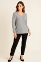 V Neck Long Sleeves Jumper with subtle embellishments on Shoulder - G1373